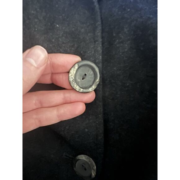 VTG Andrew Gn Paris Charcoal Grey Peacoat Wool Buttons Small - Picture 5 of 6
